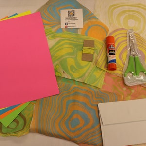 5 Crafts in 1 Kit Suminagashi Marbling Origami Bookbinding More Great gifts for adults and kids. Art Party Fun image 5