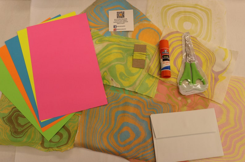 5 Crafts in 1 Kit Suminagashi Marbling Origami Bookbinding More Great gifts for adults and kids. Art Party Fun image 5