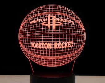 Houston Rockets 3D LED Night Light Touch Table DeskLamp Brithday Gifts 