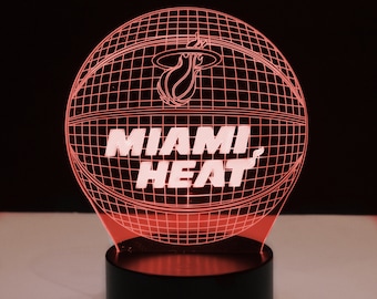 Miami Heat - 7 Color LED Lamp Night Light Basketball Souvenir Sports Memorabilia Birthday Gift Lebron Jimmy Butler Kyle Lowry