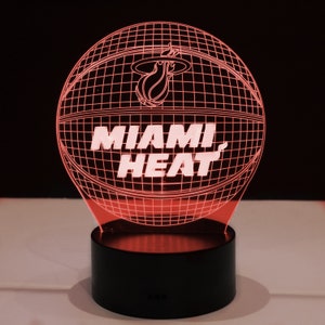 Miami Heat - 7 Color LED Lamp Night Light Basketball Souvenir Sports Memorabilia Birthday Gift Lebron Jimmy Butler Kyle Lowry