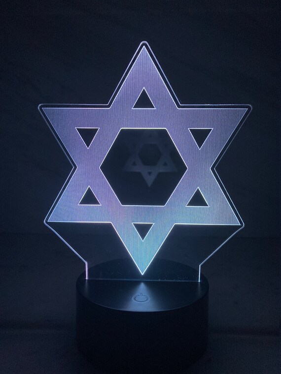 Star of David Hebrew Shield Israel Jewish Religious 7 Color LED