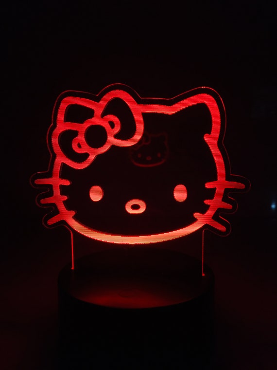 Hello Kitty Head 7 Color LED Lamp Night Light Kids Birthday Etsy