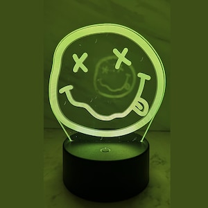 Nirvana Smiley Face Logo - 7 Color LED Lamp Night Light Rock Band Souvenir Memorabilia Birthday Christmas Gift Sale