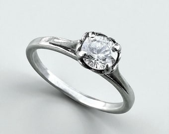 Sterling Silver Solitaire Promise Ring Heart Cutout Sweetheart 925 Minimalist 7