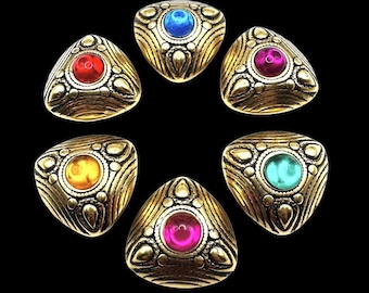Jewel Tone Button Covers Vintage Colorful Cabs Bold Gold Tone Chunky 80s 90s