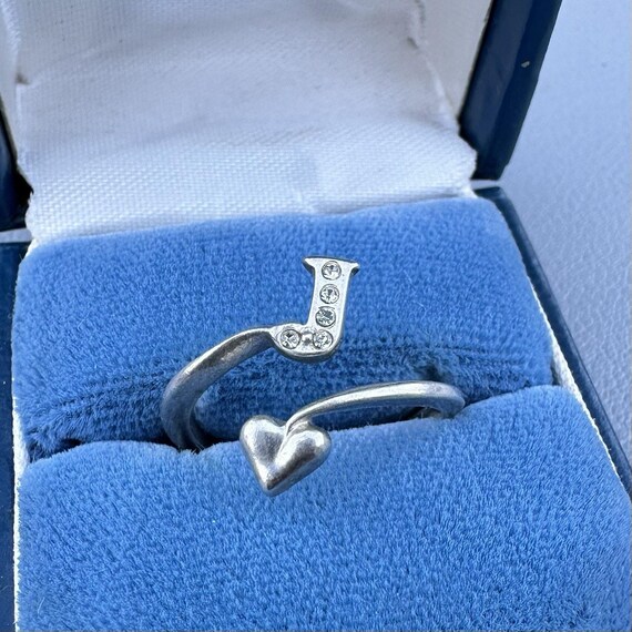 J Monogram Sterling Silver Initial Bypass Heart R… - image 3