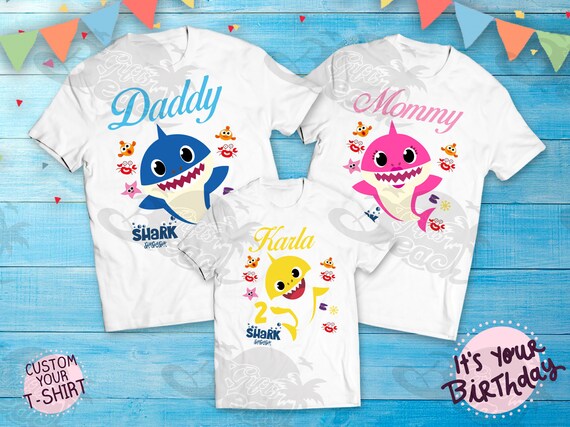 Baby Shark Family Mommy Daddy Shirts Custom Birthday Shark | Etsy