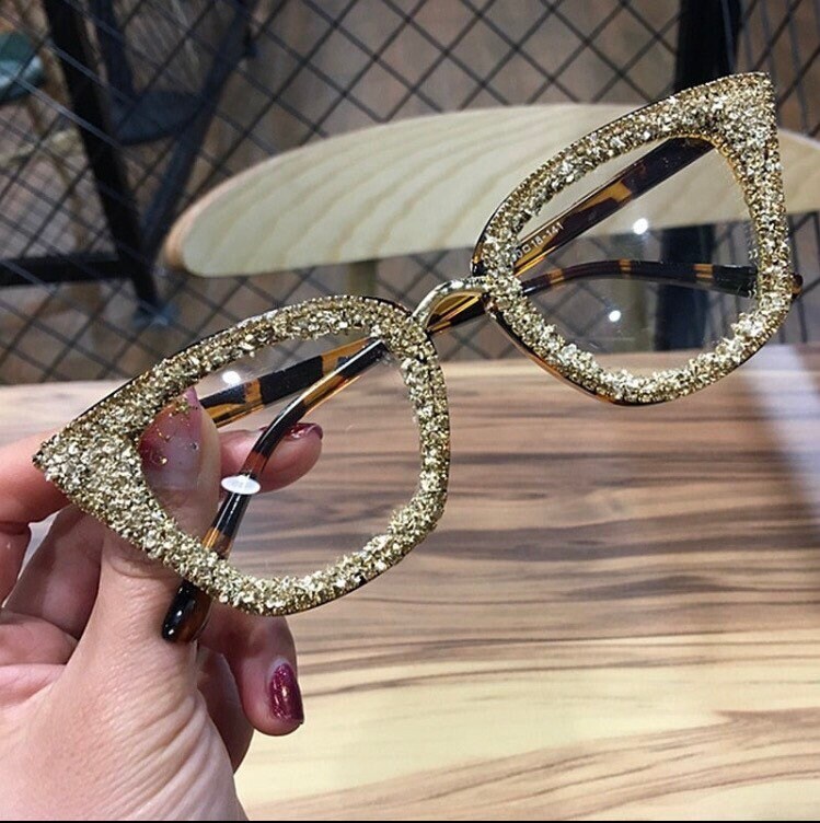 Prescription cat eye hotsell glasses with rhinestones