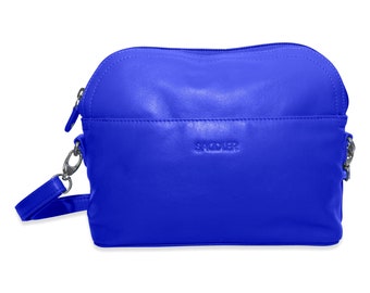BROOKLYN Luxurious Real Leather Zip Top Handbag Cross Body Adjustable Strap | Designer Sling Bag for Ladies | Gift Boxed - Purple