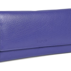 SADDLER GRACE Bolsa de mão feminina de couro com várias seções para cartão de crédito | Caixa de presente - Ultra Violeta
