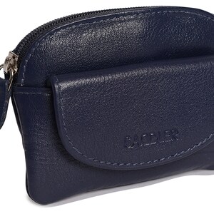 Porte-monnaie zippé en cuir véritable pour femmes SADDLER MOLLY | Pochette à langer pour femme|Dans une boîte cadeau - Bleu marine