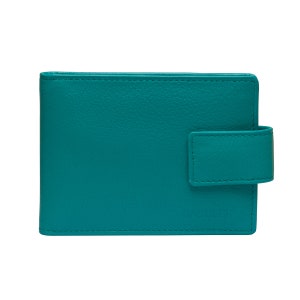 Minitarjetero RFID de cuero auténtico suave para mujer de SADDLER con pestaña / Estuche para tarjetas de diseñador para mujer / Caja de regalo