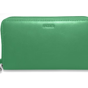 SADDLER "Sophia" Real Leather Long Zip round  Phone Wallet Credit Card Clutch with Detachable Wrist Strap | RFID Protected