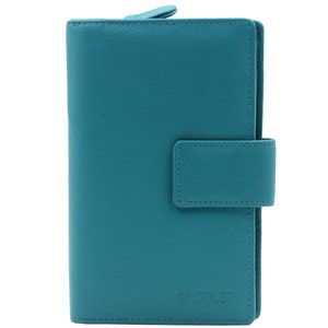 SADDLER GEORGIE Womens Leather Bifold Purse Wallet Clutch with Zip Coin Purse| Gift Boxed - Teal