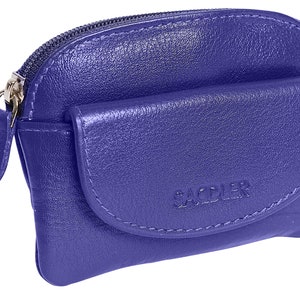SADDLER MOLLY Bolsa de moedas feminina de couro legítimo com zíper | Bolsa para troca de mulheres | Caixa para presente - Ultra Violeta