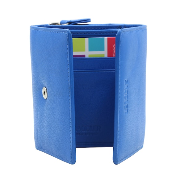 SADDLER CARLA Leather Trifold Wallet: Blue Ladies Purse With Coin - Main Image