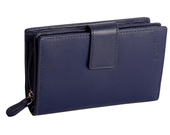 SADDLER GEORGIE Womens Leather Bifold Purse Wallet Clutch with Zip Coin Purse| Gift Boxed - Navy