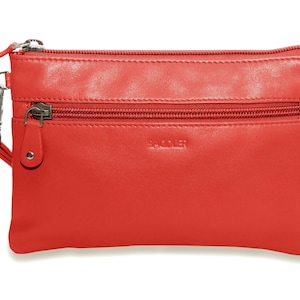 Red Leather Mini Clutch: Zip Top Carry All Wristlet