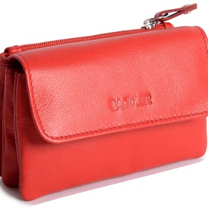 SADDLER LILY Womens Leather Flapover Coin Purse with Zip | Small Pouch | Gift boxed - Red