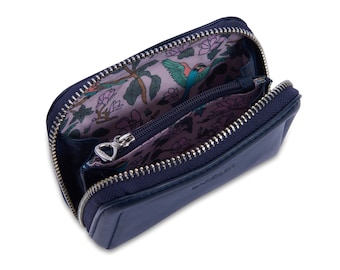 Navy Leather Coin & Card Purse – RFID Small Wallet, Gift Boxed by Saddler