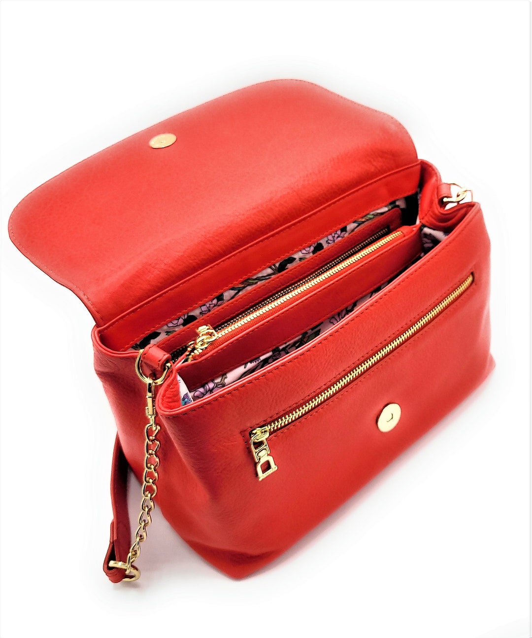 Handbag With Chain Real Leather Handbag With Chain Detail Strap - Handmade Gift for Her by ...