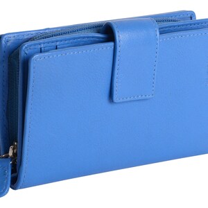 SADDLER GEORGIE Womens Leather Bifold Purse Wallet Clutch with Zip Coin Purse| Gift Boxed - Blue