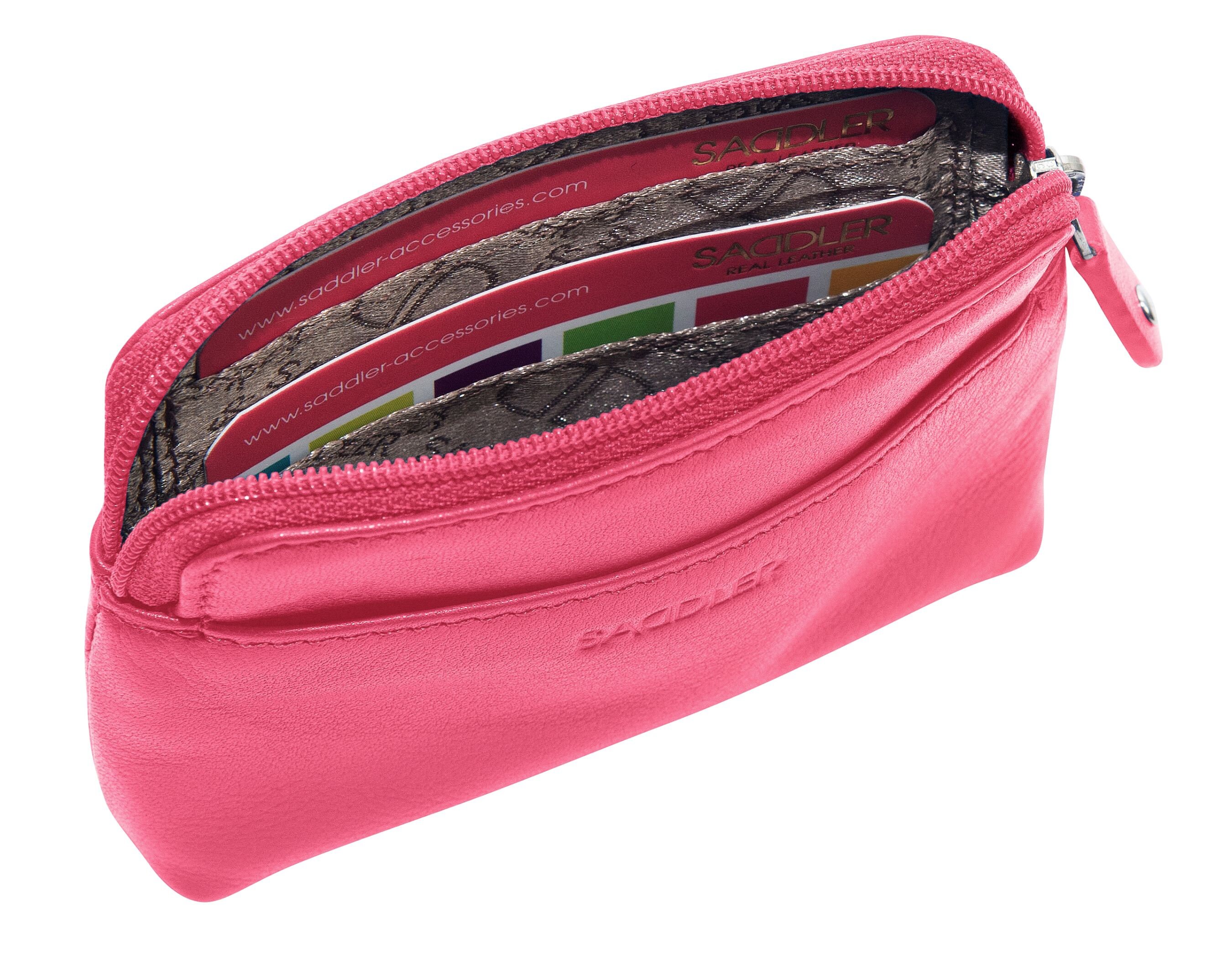 SADDLER Women's Real Leather Trifold Wallet - Holds 18 Cards, 2 Zipper Pockets, Gift Boxed