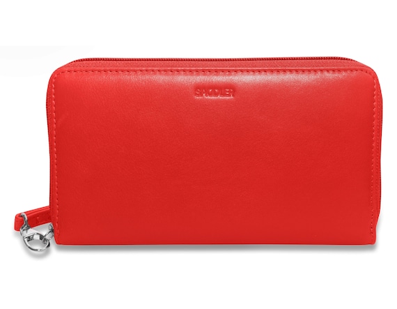 SADDLER Real Leather Long 2-Section Women's Wallet With Double Zippers - RFID Blocking, Fits Phone, Navy Blue