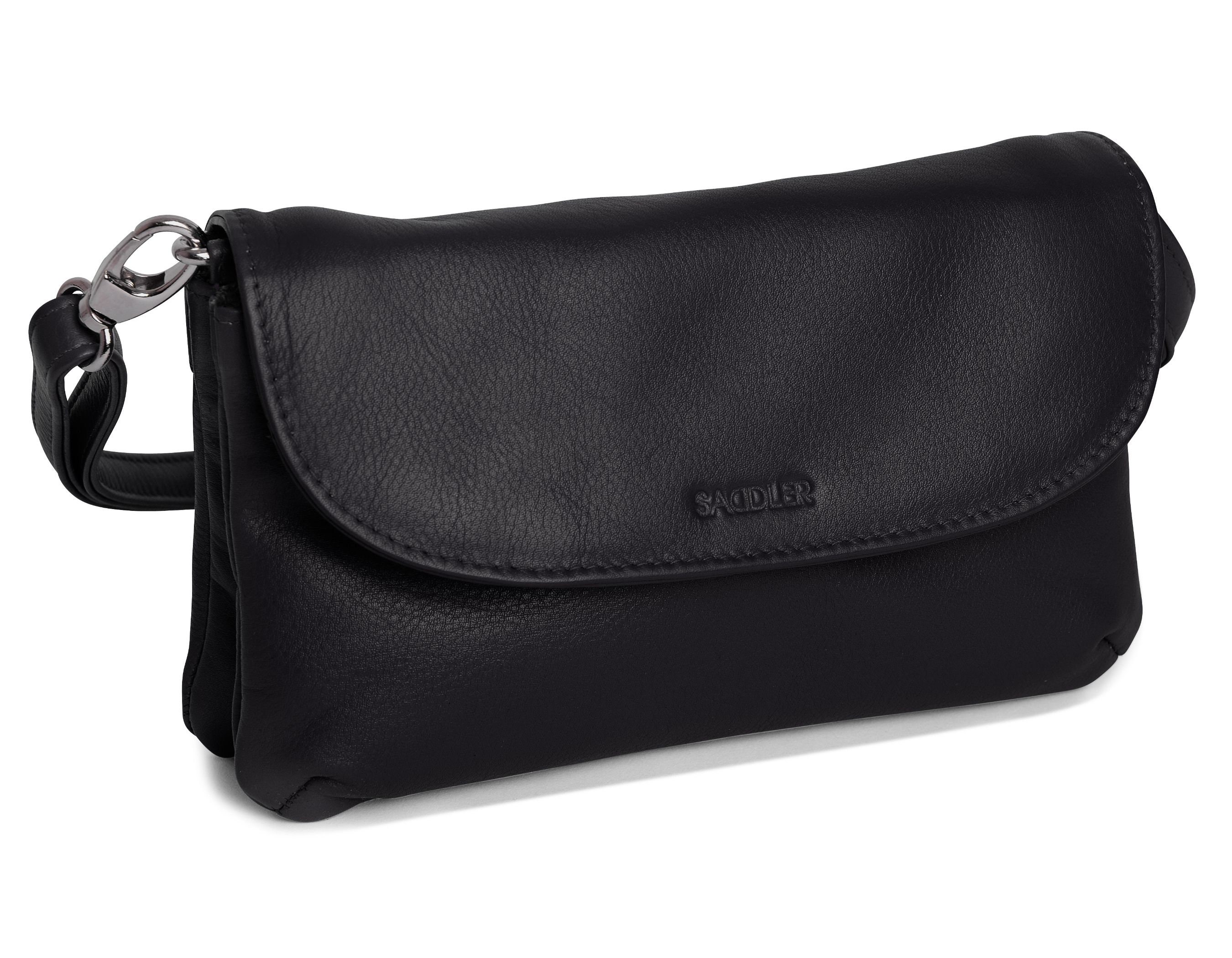 Saddler Luxurious Soft Real Leather Zip Top Handbag Cross Body Adjustable Strap Designer Sling Shoulder Bag For Ladies Gift Boxed Black