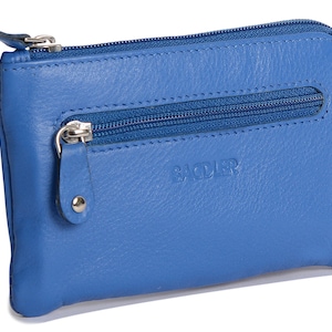 Blue Leather Zip Top Coin Purse: Saddler Ellie Money Pouch