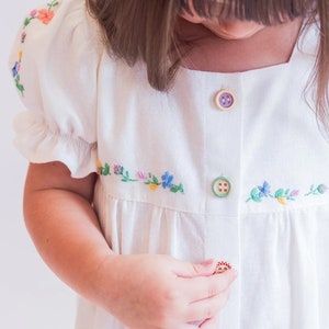 Linen embroidered dress for baby girl, Hand made clothing, Linen Dress, Girls Dresses, Linen Clothing, Kids Linen, Little Girls Clothes, image 9