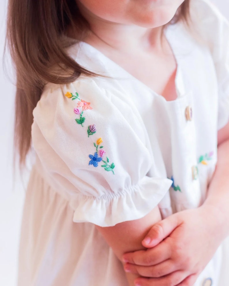 Linen embroidered dress for baby girl, Hand made clothing, Linen Dress, Girls Dresses, Linen Clothing, Kids Linen, Little Girls Clothes, image 6