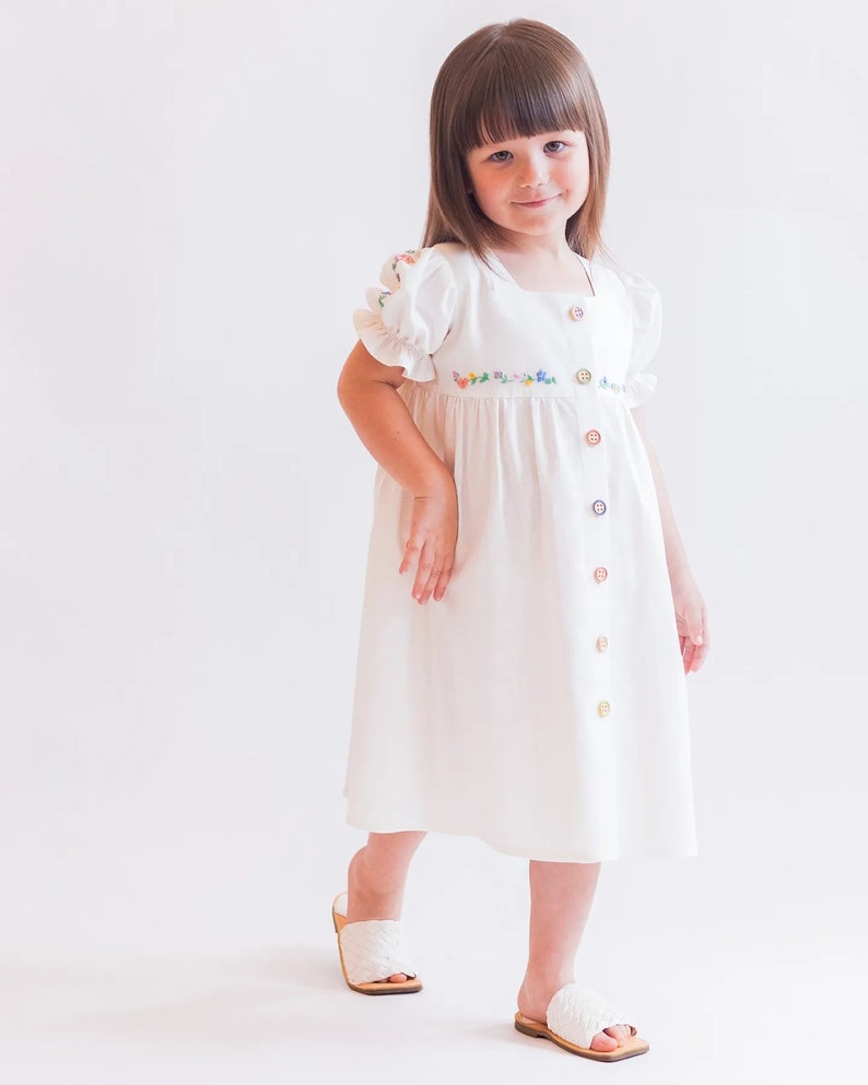 Linen embroidered dress for baby girl, Hand made clothing, Linen Dress, Girls Dresses, Linen Clothing, Kids Linen, Little Girls Clothes, image 8