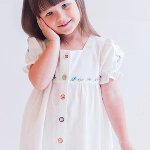 Linen embroidered dress for baby girl, Hand made clothing, Linen Dress, Girls Dresses, Linen Clothing, Kids Linen, Little Girls Clothes, image 1