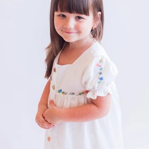 Linen embroidered dress for baby girl, Hand made clothing, Linen Dress, Girls Dresses, Linen Clothing, Kids Linen, Little Girls Clothes, image 4