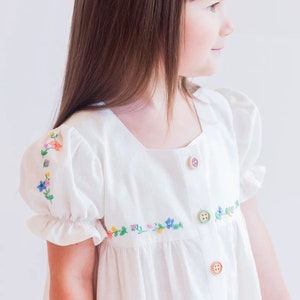 Linen embroidered dress for baby girl, Hand made clothing, Linen Dress, Girls Dresses, Linen Clothing, Kids Linen, Little Girls Clothes, image 2