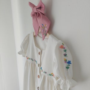 Linen embroidered dress for baby girl, Hand made clothing, Linen Dress, Girls Dresses, Linen Clothing, Kids Linen, Little Girls Clothes, image 10