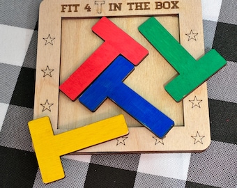 Wooden T Puzzle: Wooden Brain Teaser Game - Family Strategy Challenge
