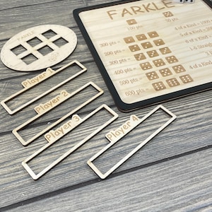 Farkle Board Game Dice Rolling Wooden Tray Family Game Night Wood Strategy Game Family Reunion Game Night Rainy Day Thanksgiving Activity