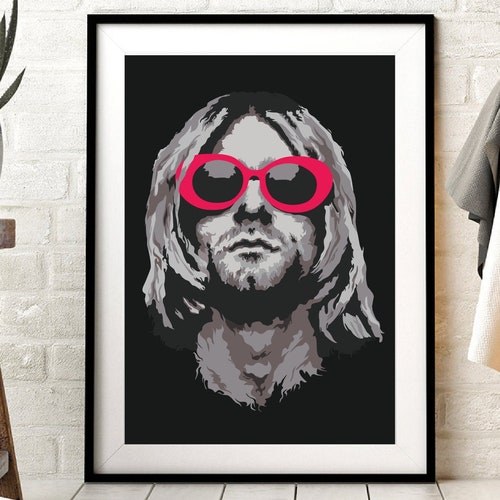 Kurt Cobain yellow Nirvana Art Print Reproduction Etsy