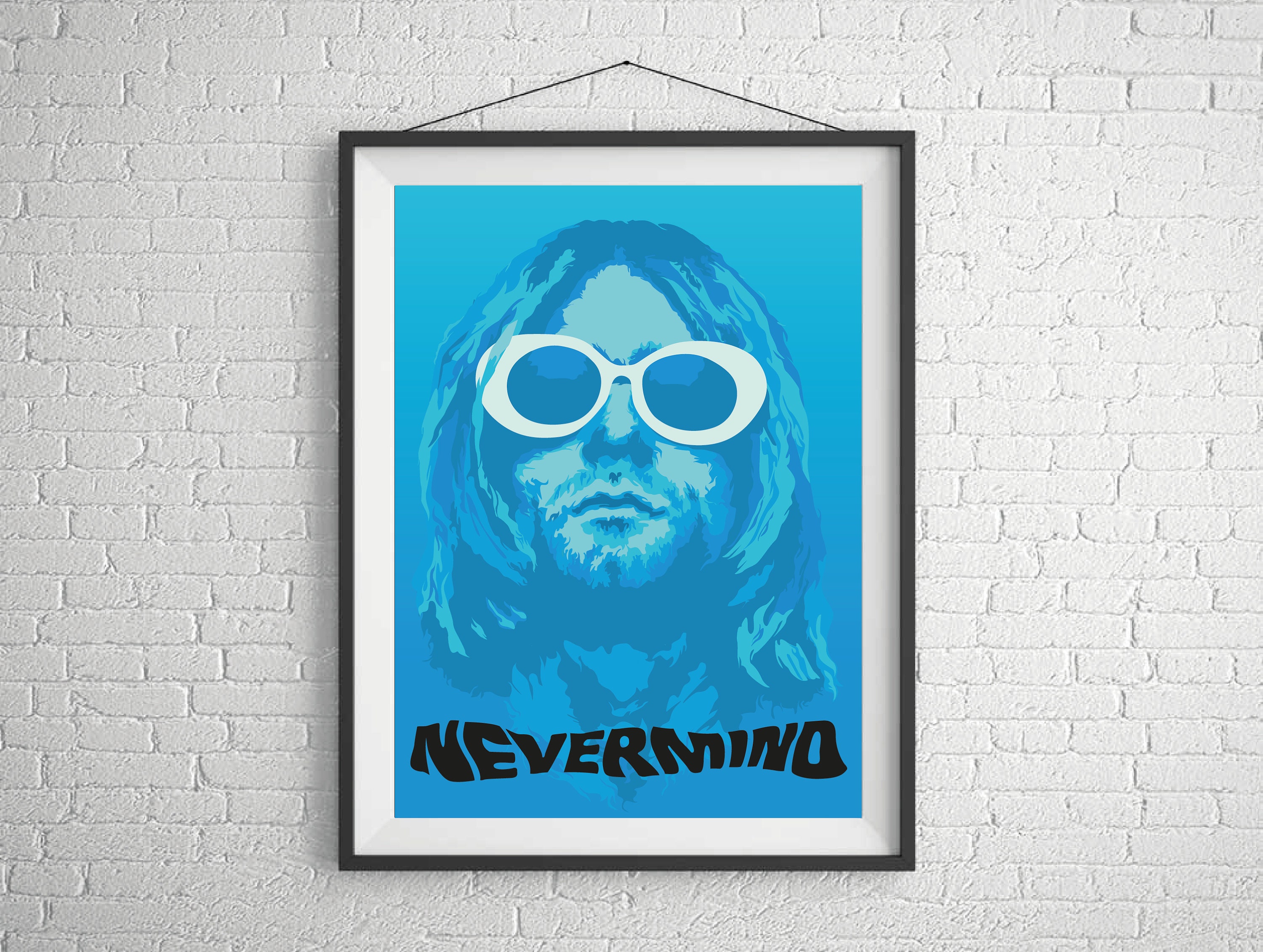 NIRVANA 90’s vintage poster  cobain Kurt Cobain Rare Blue Poster Vintage 1995 (1967-1994) Funky