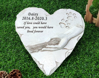 Personalized Pet Memorial Stone – Heart Dog Grave Marker, Sympathy Gift