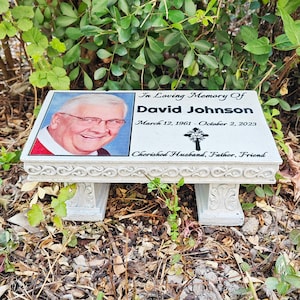 Personalized Human Bench Memorial Garden Stone for Loved Ones, Headstone for Graves, Engraved Memorial Stone People Outdoor Grave Decoration