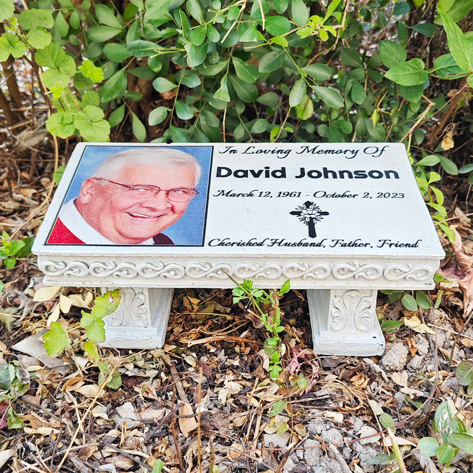 Personalized Human Bench Memorial Garden Stone for Loved Ones, Headstone for Graves, Engraved Memorial Stone People Outdoor Grave Decoration