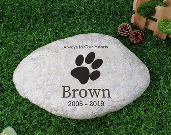 Pebble design pet memorial stones Personalized garden stones for cat memorial grave markers cat loss stone Sympathy gifts-Custom Name&Date