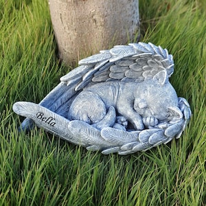 Personalized Angel Cat Memorial Stone, Resin Grave Marker bild 2