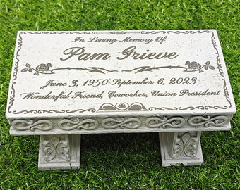Personalized Human Bench Memorial Garden Stone for Loved Ones, Engraved Headstone for Graves, Memorial Stone People Outdoor Grave Decoration