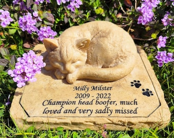 Personalized Cat Memorial Stone – Engraved Pet Loss Garden Sculpture