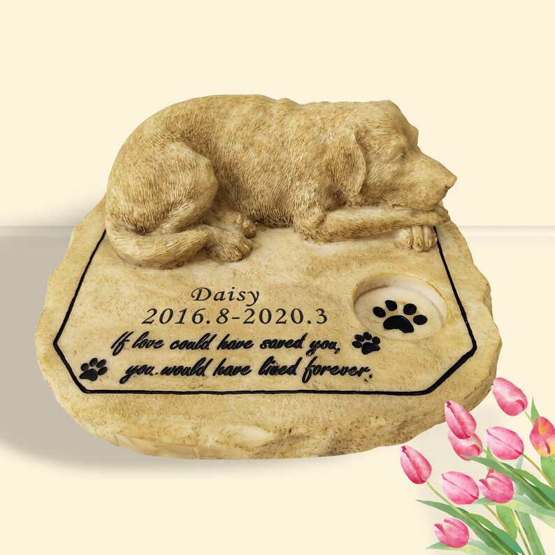 Dog Sculpture Pet Memorial Stone Personalized Garden Stone for Etsy